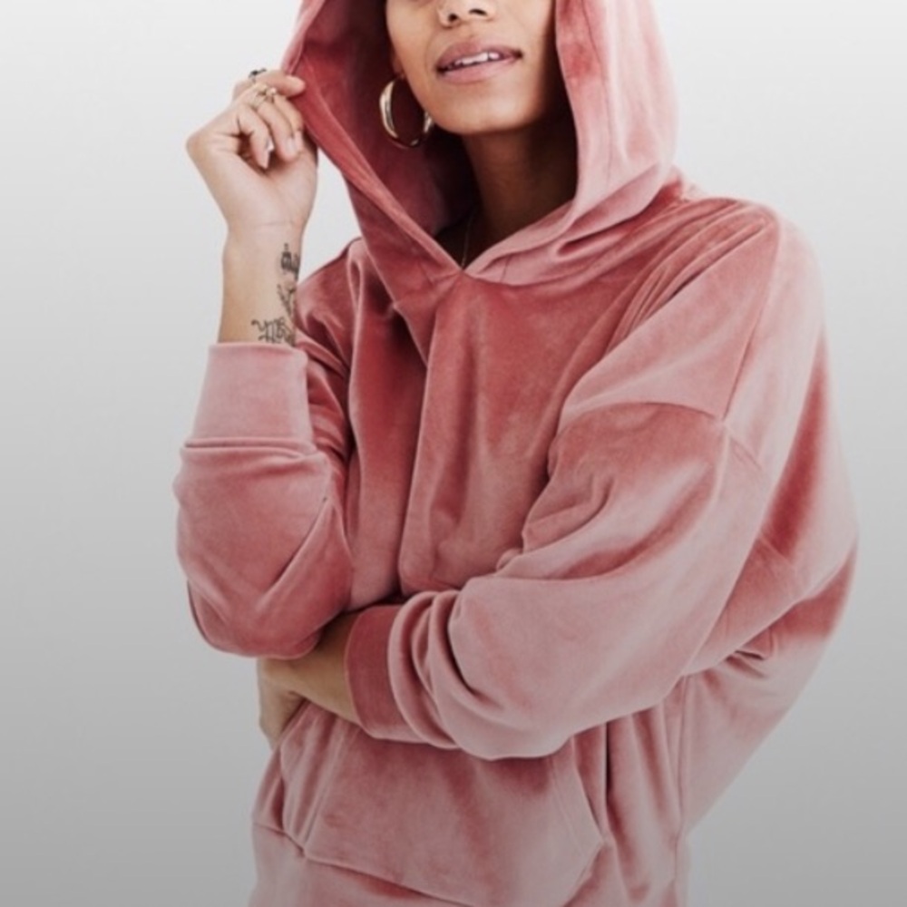 American Eagle Velvet Cropped Hoodie